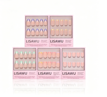 Spring French Tip Collection press-on nails in blue shade
