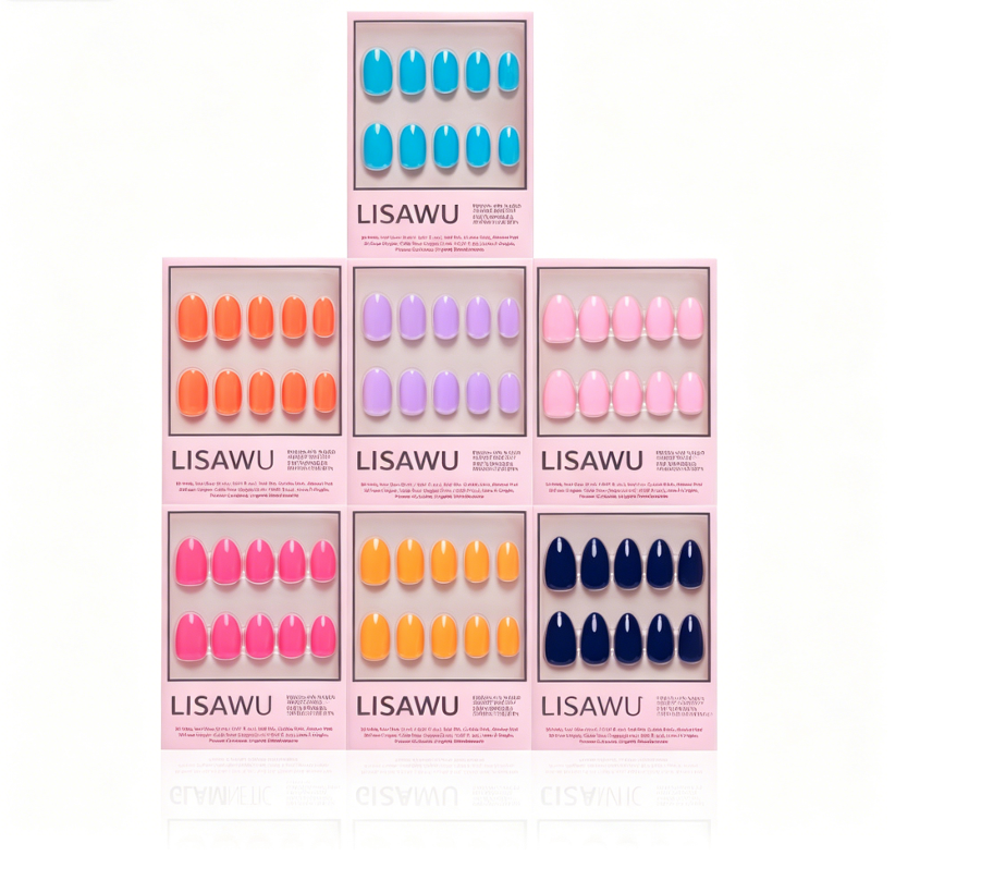 Spring Sunset press-on nails in blue shade