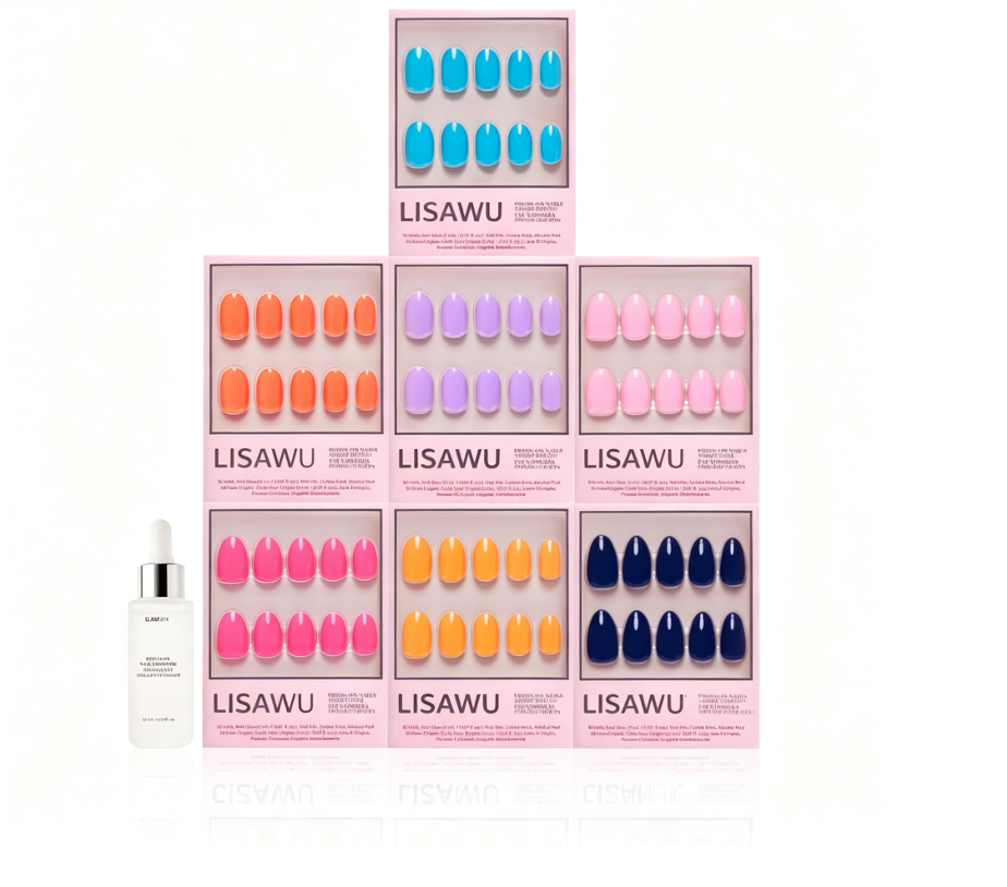 Spring Sunset press-on nails in pink shade