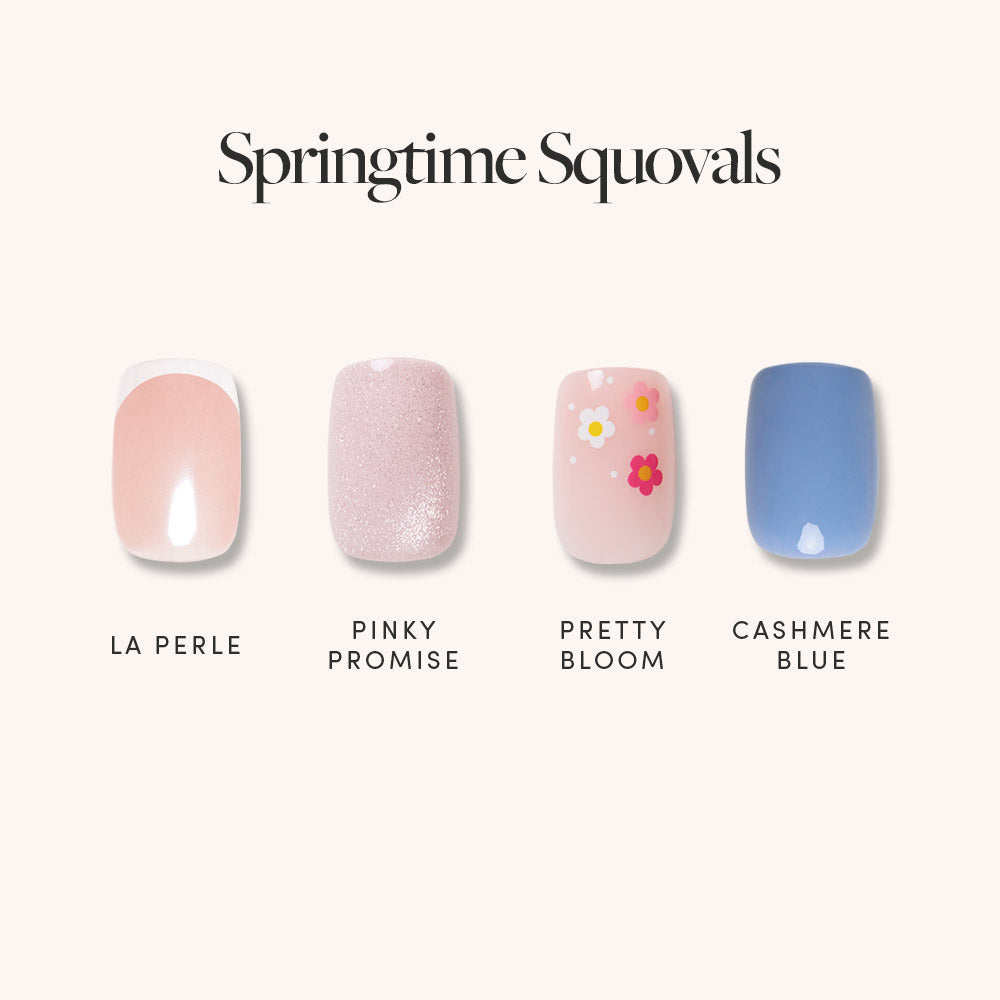Springtime Squovals press-on nails in blue shade