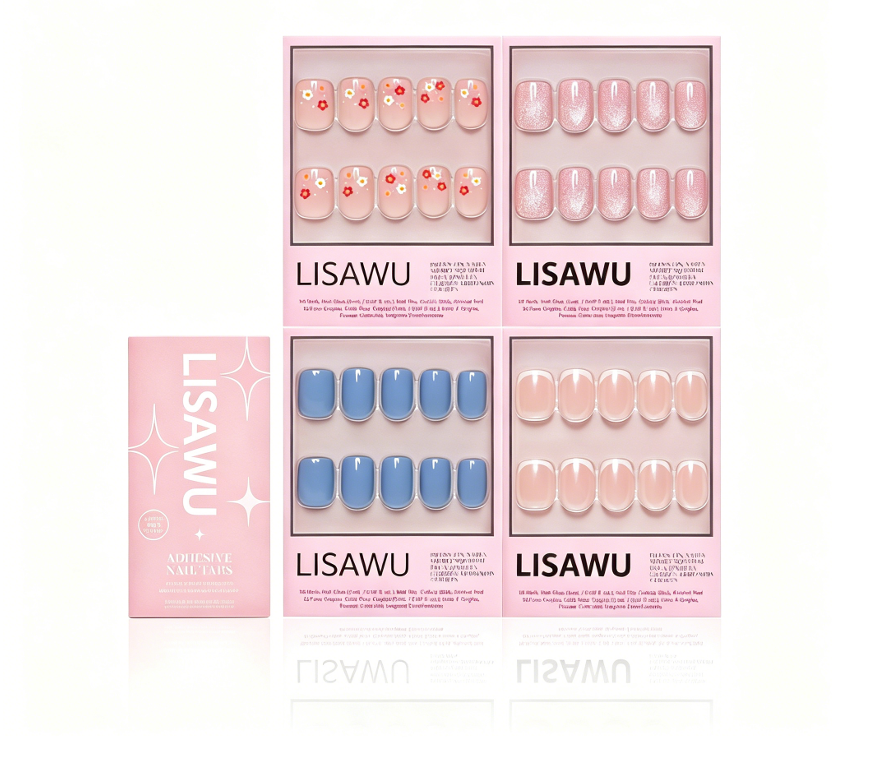 Springtime Squovals press-on nails with glossy finish