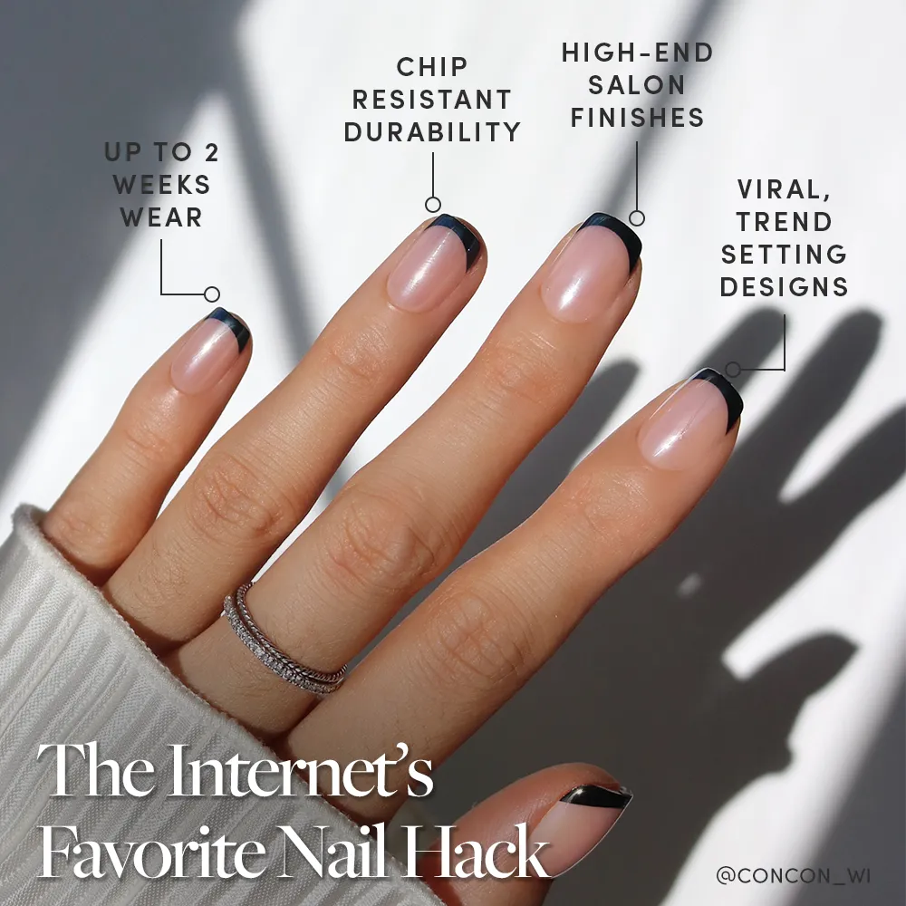 Squid Ink press-on nails with glazed finish