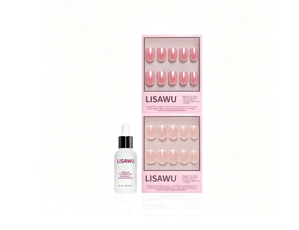 Close-up of Squoval Society nail kit design