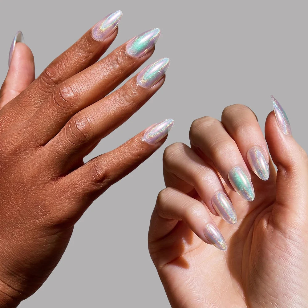 Stardust press-on nails with glossy finish
