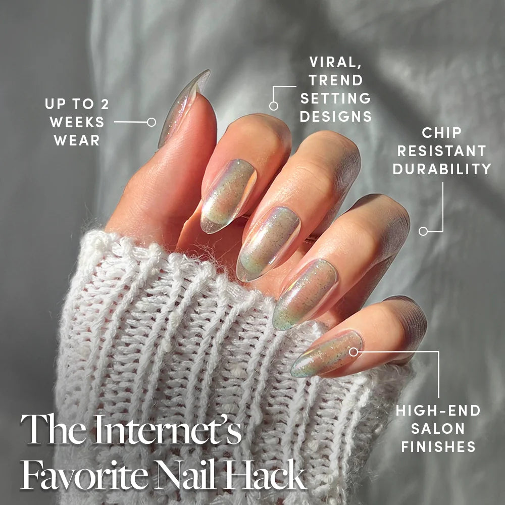 Stardust press-on nail design - solid color style detail