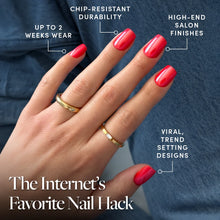 Statement Red press-on nails - squoval shape, short length