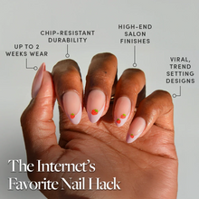 Strawberry Bits press-on nails - almond shape, short length