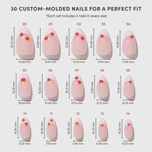 Strawberry Bits press-on nail design - french tip style detail
