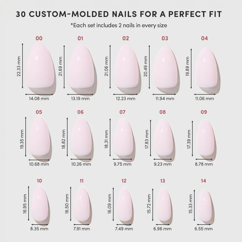 Sugar Doll press-on nails - almond shape, short length