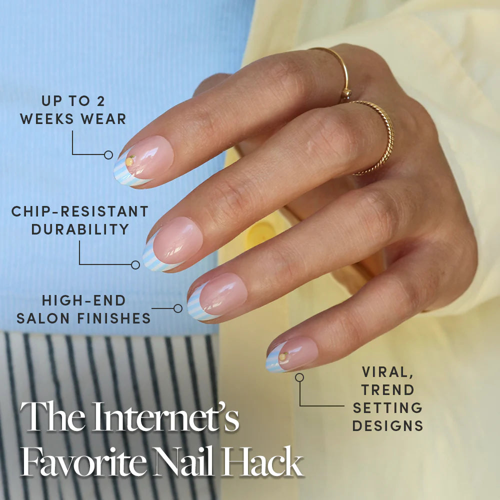 Summer Fresco press-on nails - oval shape, short length