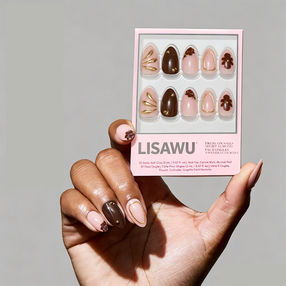 Sunbaked press-on nails in gold shade