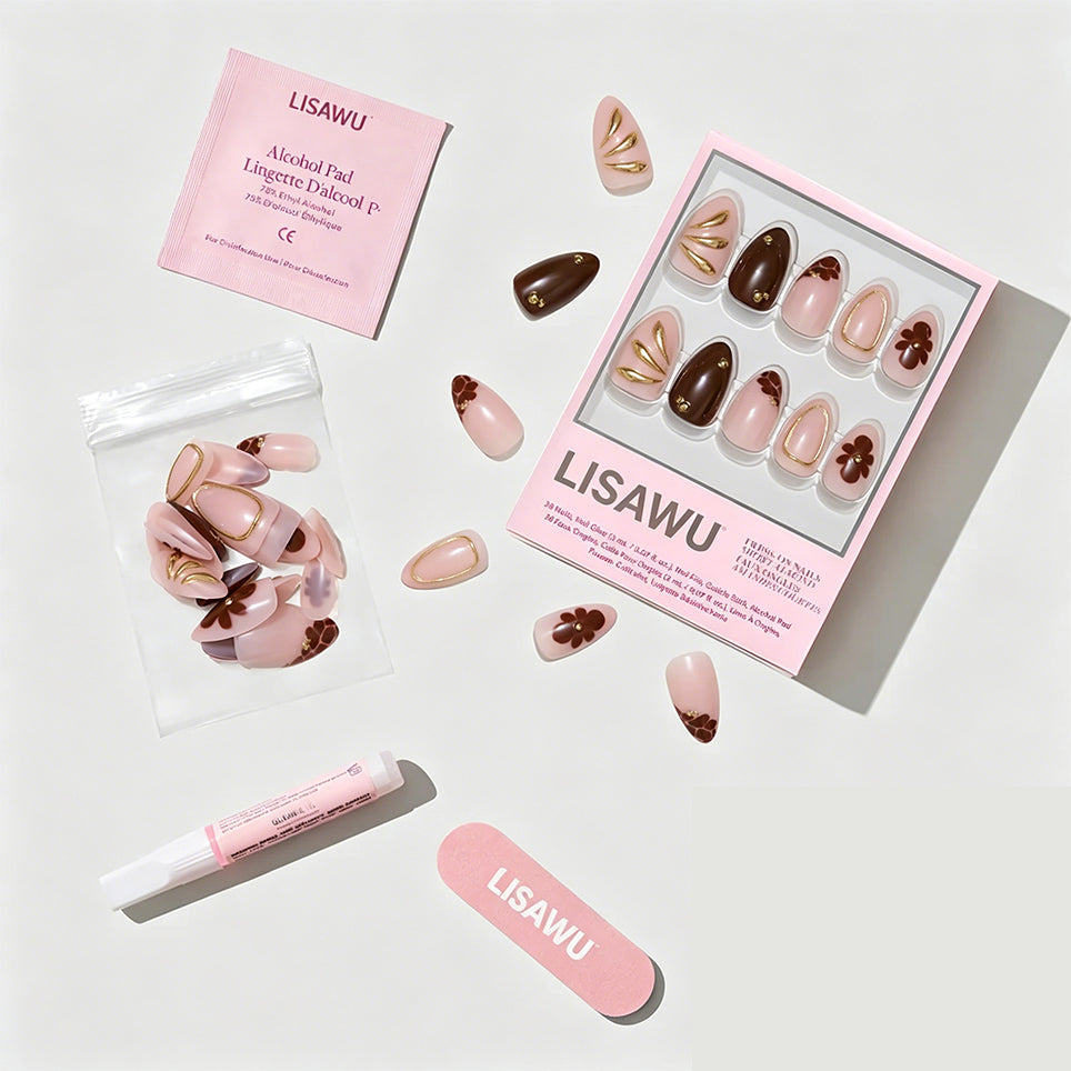 Sunbaked press-on nails with glossy finish