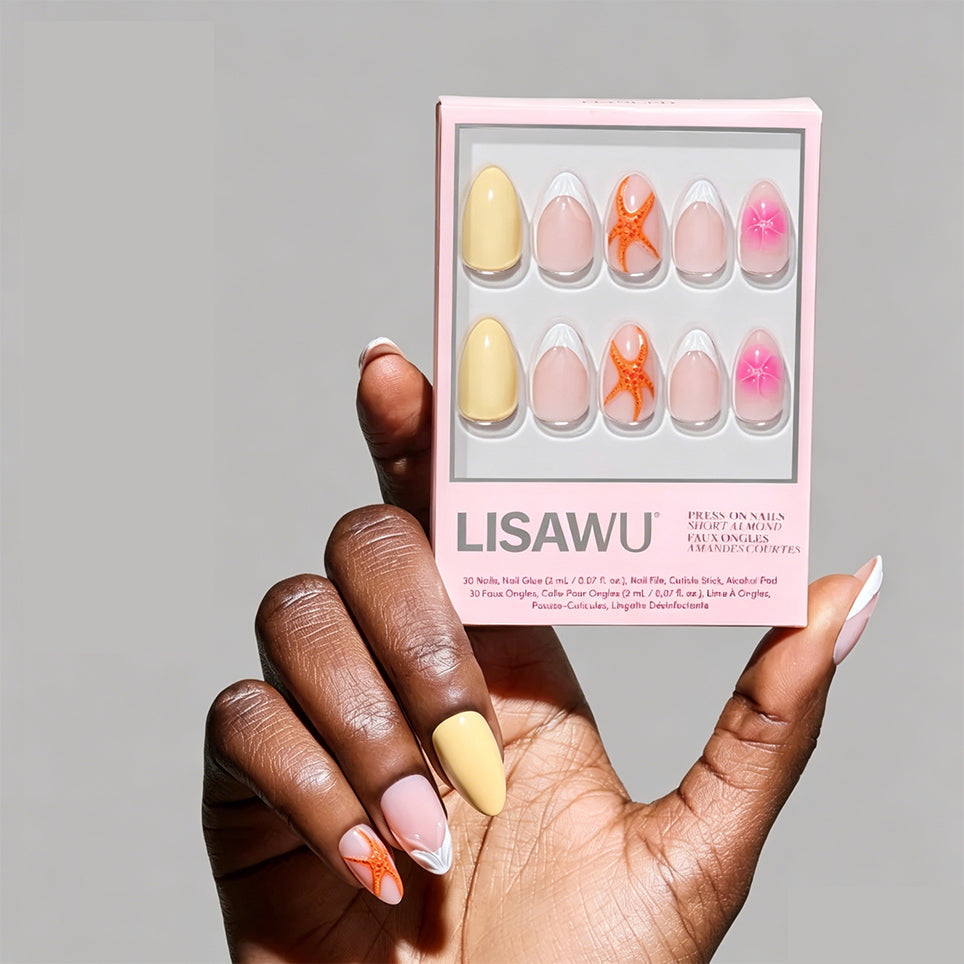 Sunset Tide press-on nails in orange shade