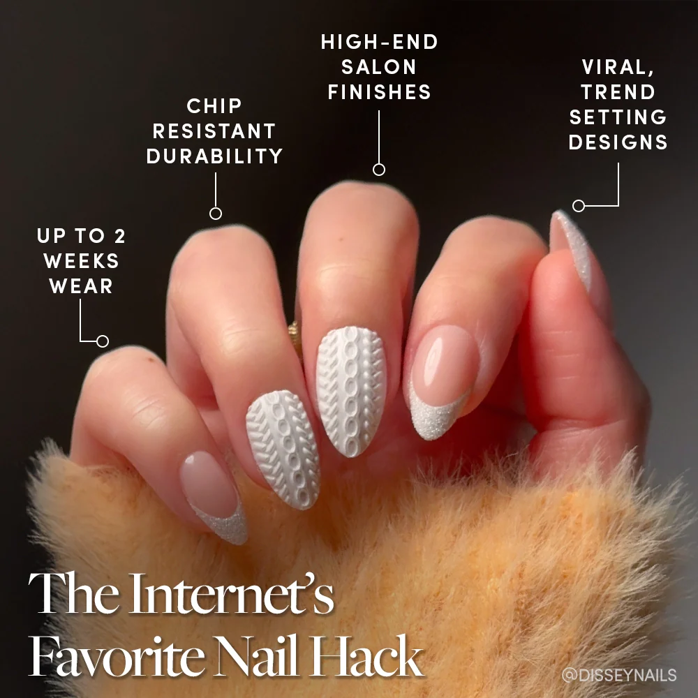 Sweater Weather press-on nails - almond shape, short length