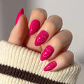 Text Me Back press-on nails in glossy red almond shape stylish nail set for everyday wear