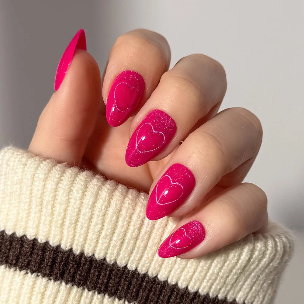 Text Me Back press-on nails in glossy red almond shape stylish nail set for everyday wear