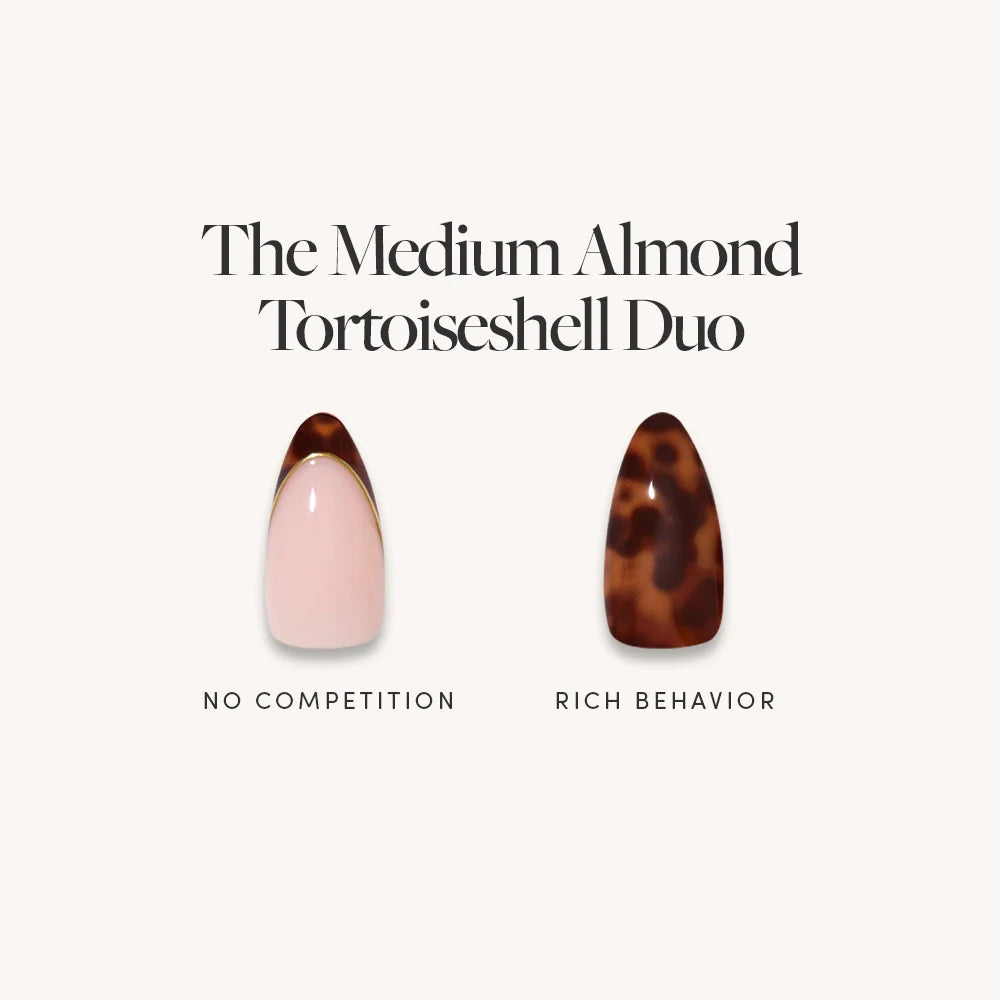 Lisawu The Medium Almond Tortoiseshell Duo press-on nail bundle style selection