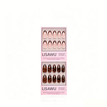 The Medium Almond Tortoiseshell Duo press-on nails in black shade