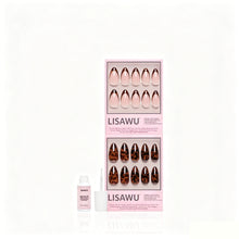 The Medium Almond Tortoiseshell Duo press-on nails in brown shade