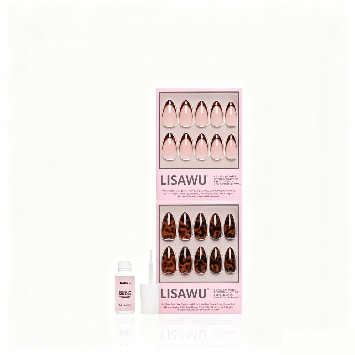 The Medium Almond Tortoiseshell Duo press-on nails in brown shade