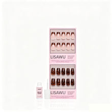 The Medium Coffin Tortoiseshell Duo press-on nails in brown shade
