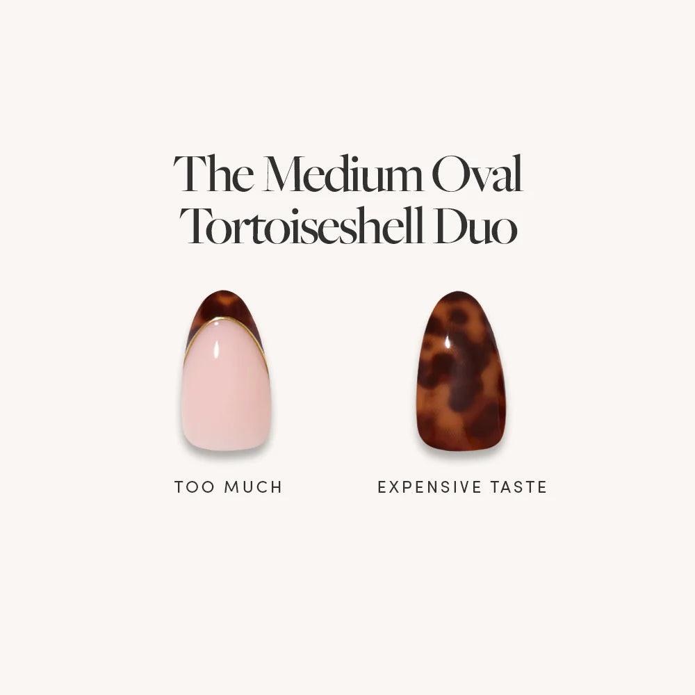 Lisawu The Medium Oval Tortoiseshell Duo press-on nail bundle style selection
