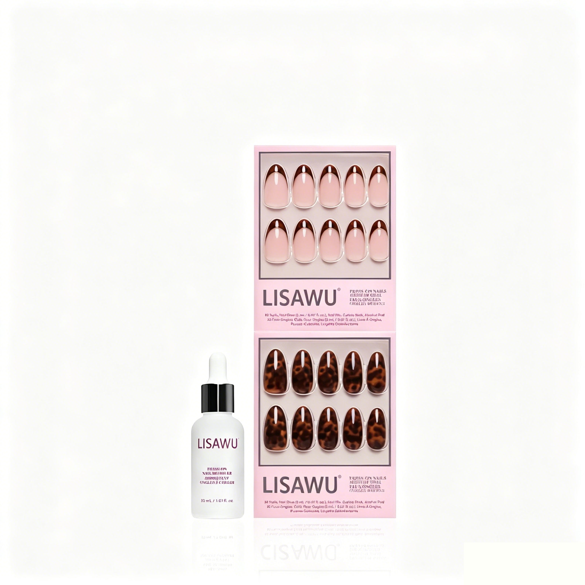 The Medium Oval Tortoiseshell Duo press-on nails in nude shade