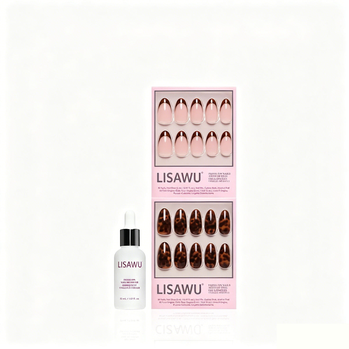 The Medium Oval Tortoiseshell Duo press-on nails in nude shade