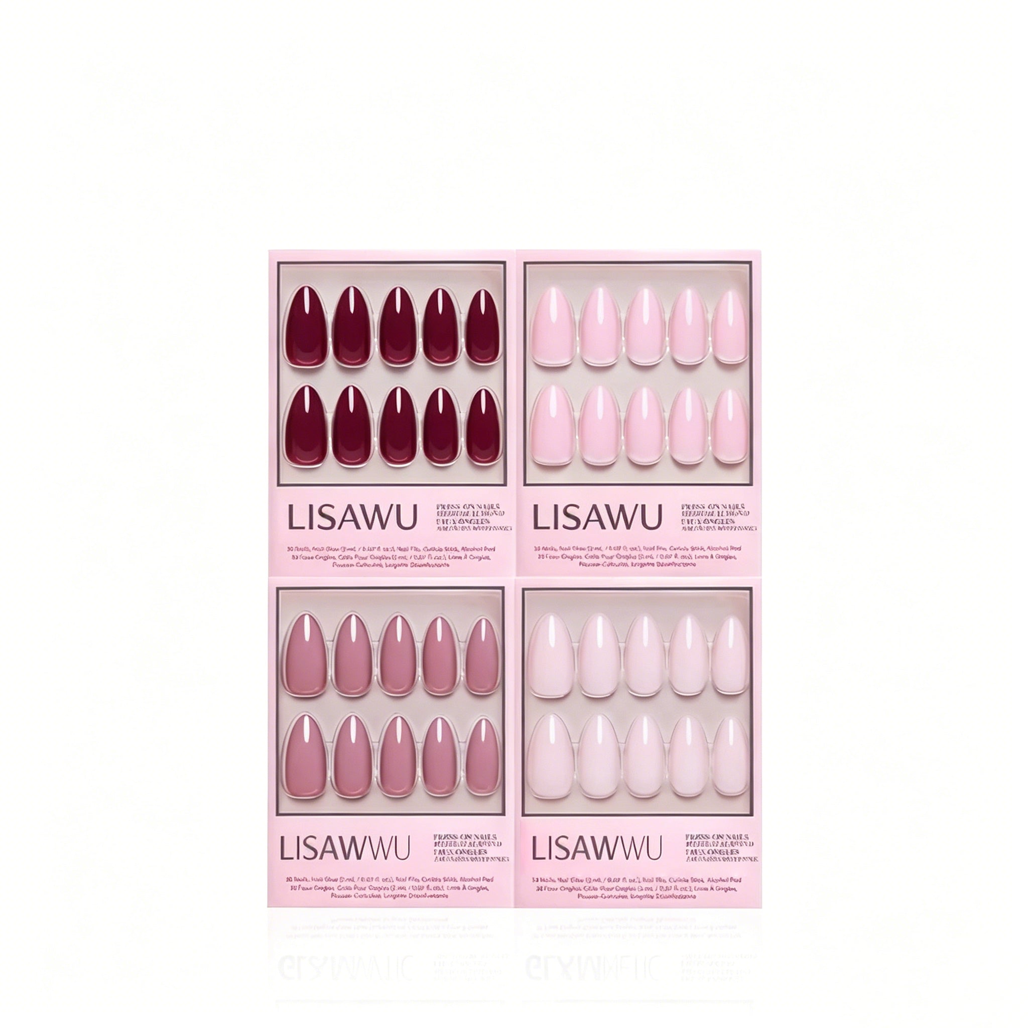 The Pink Medium Almond Icons press-on nails in pink shade