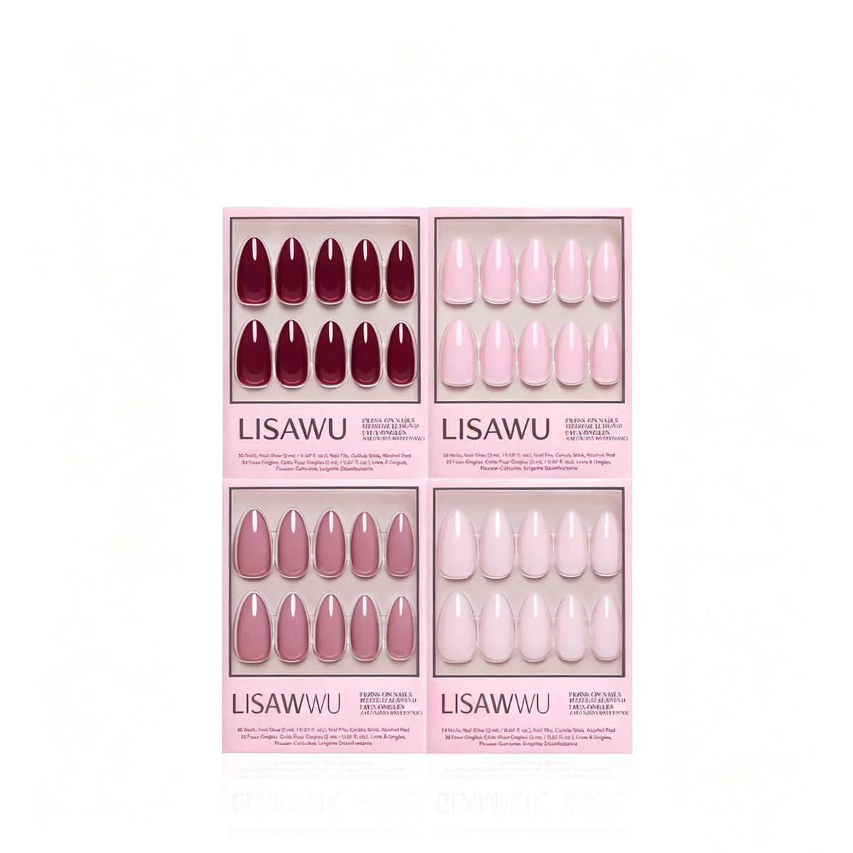 The Pink Medium Almond Icons press-on nails in pink shade