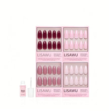The Pink Medium Almond Icons press-on nails in red shade