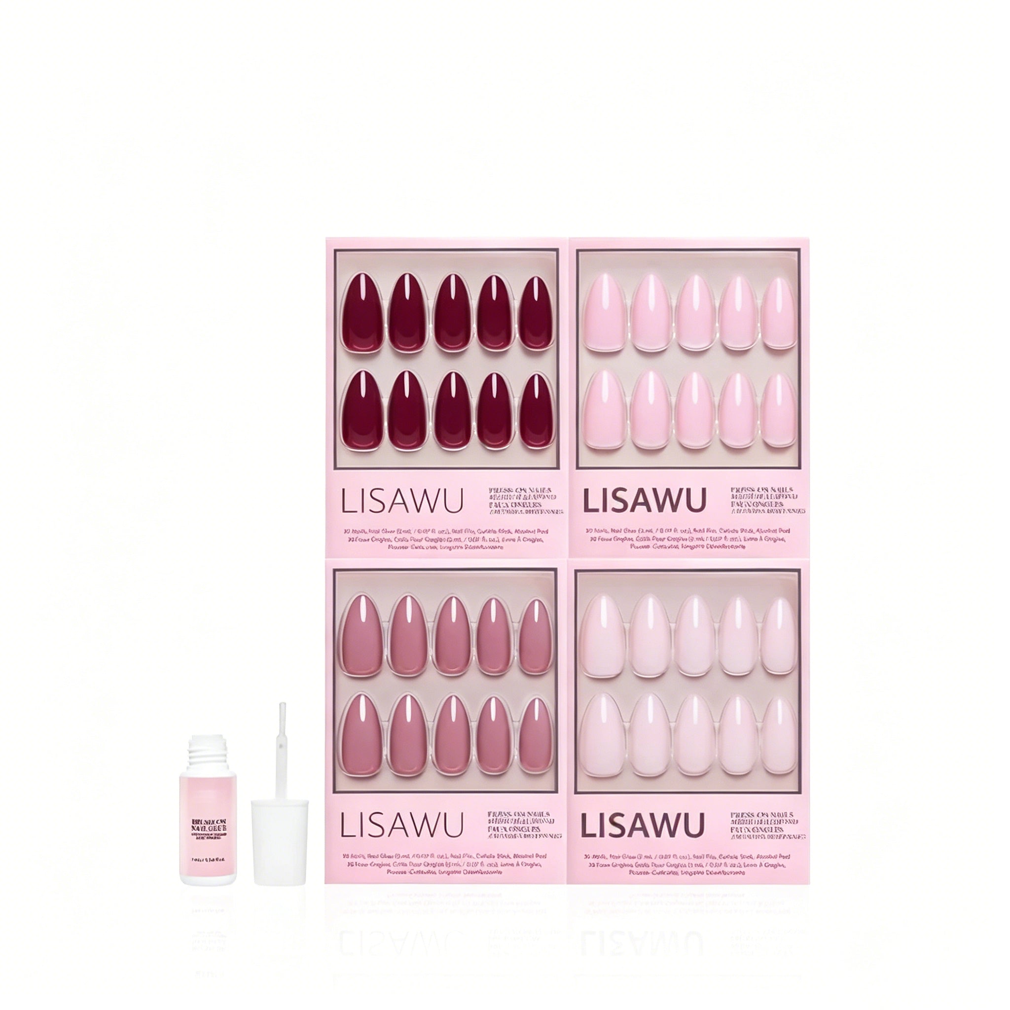 The Pink Medium Almond Icons press-on nails in red shade
