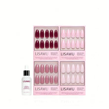 The Pink Medium Almond Icons press-on nails with glossy finish
