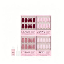 The Pink Medium Coffin Icons press-on nails in red shade