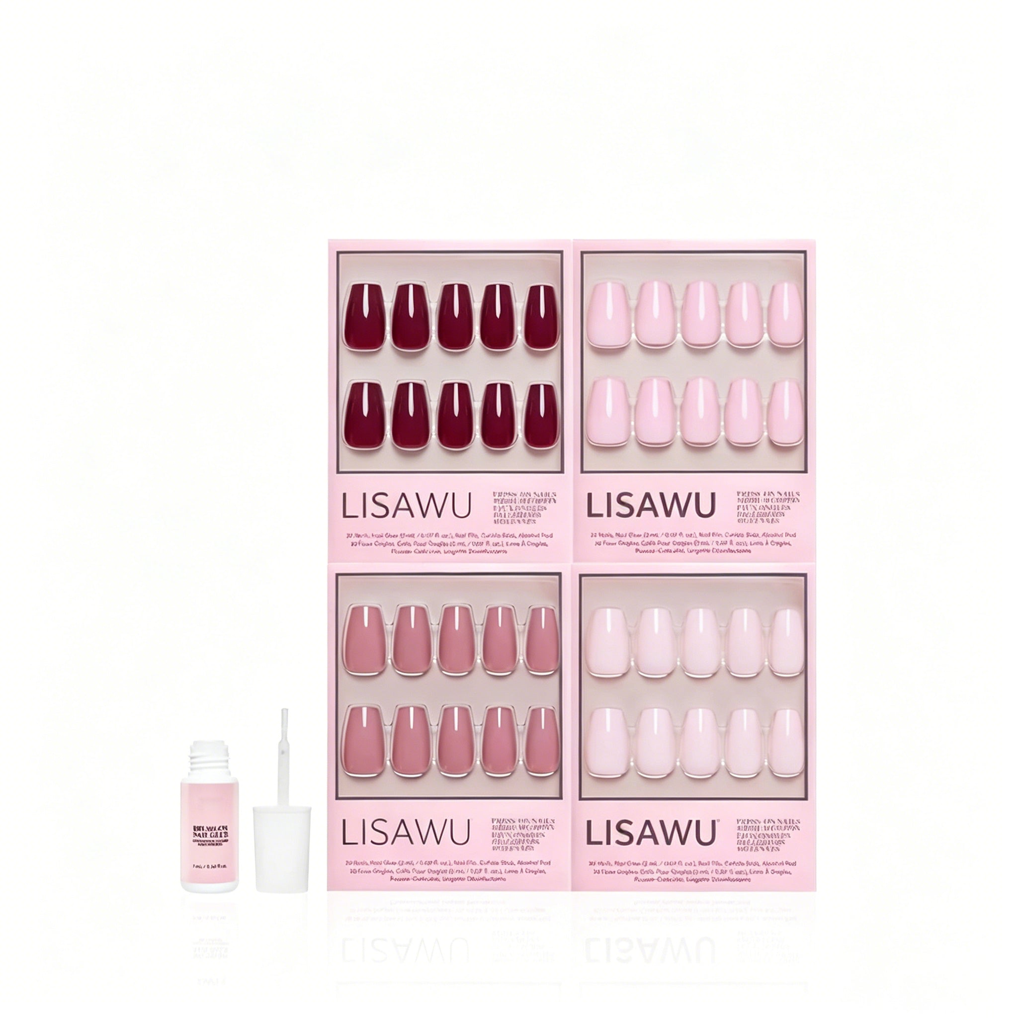 The Pink Medium Coffin Icons press-on nails in red shade