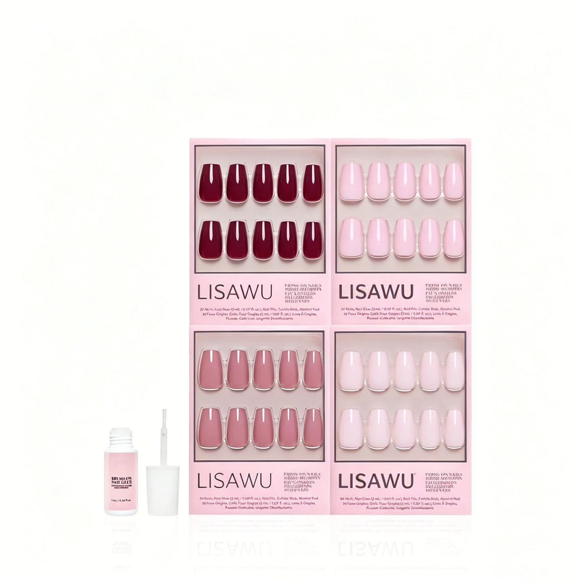 The Pink Medium Coffin Icons press-on nails in red shade