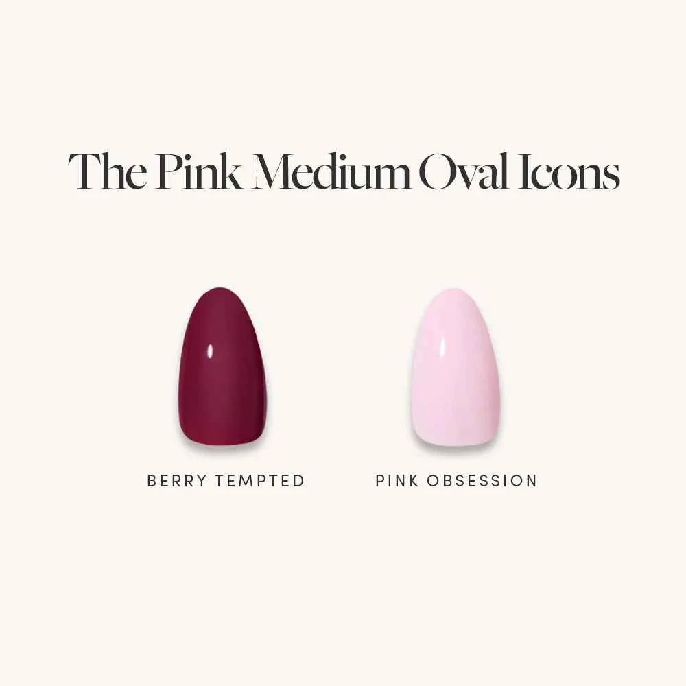 The Pink Medium Oval Icons press-on nails in red shade