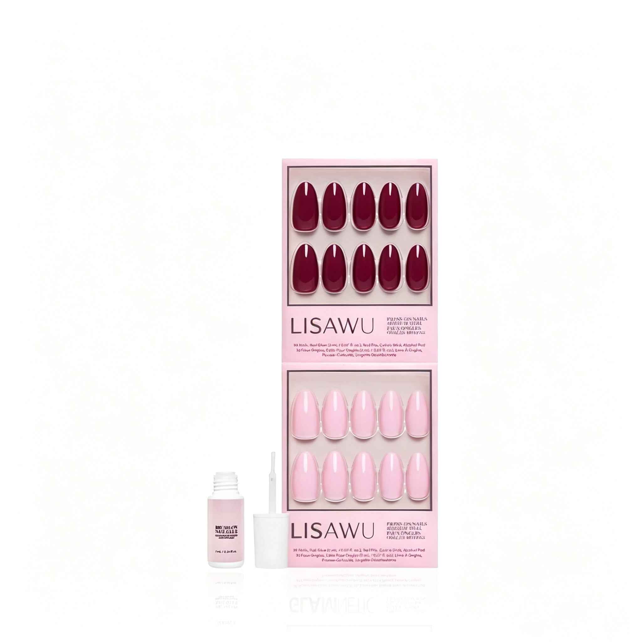 The Pink Medium Oval Icons press-on nail design - solid color style detail