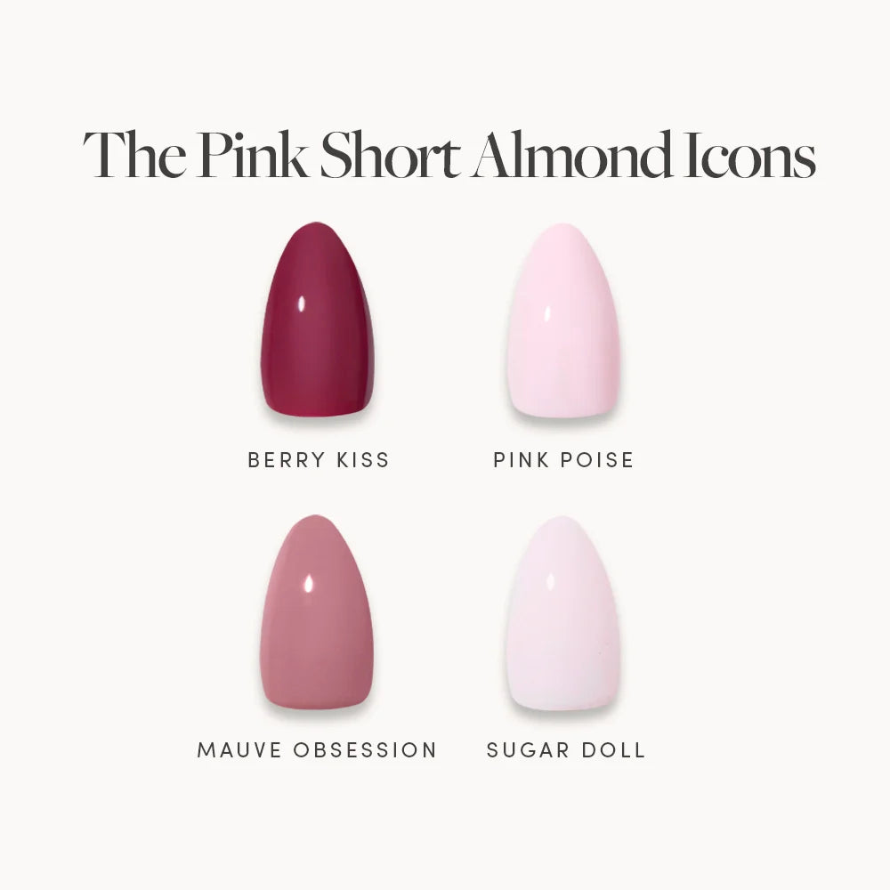 Lisawu The Pink Short Almond Icons press-on nail bundle style selection