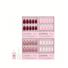 The Pink Short Almond Icons press-on nails in red shade