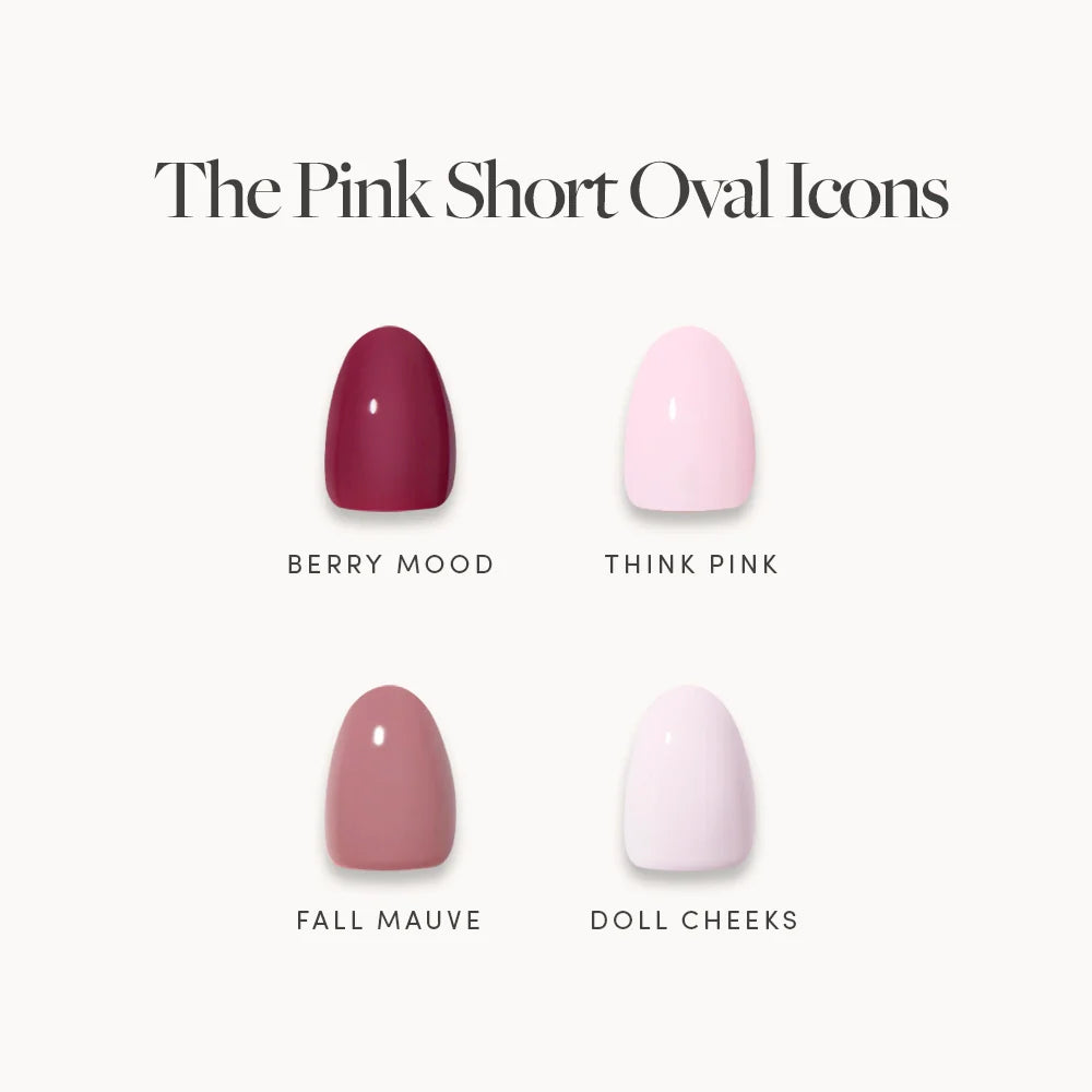 Lisawu The Pink Short Oval Icons press-on nail bundle style selection