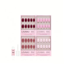 The Pink Short Oval Icons press-on nails in red shade