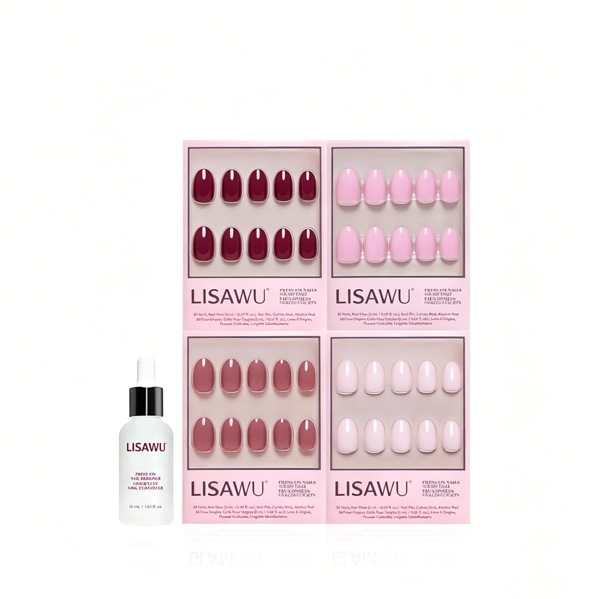 The Pink Short Oval Icons press-on nails with glossy finish