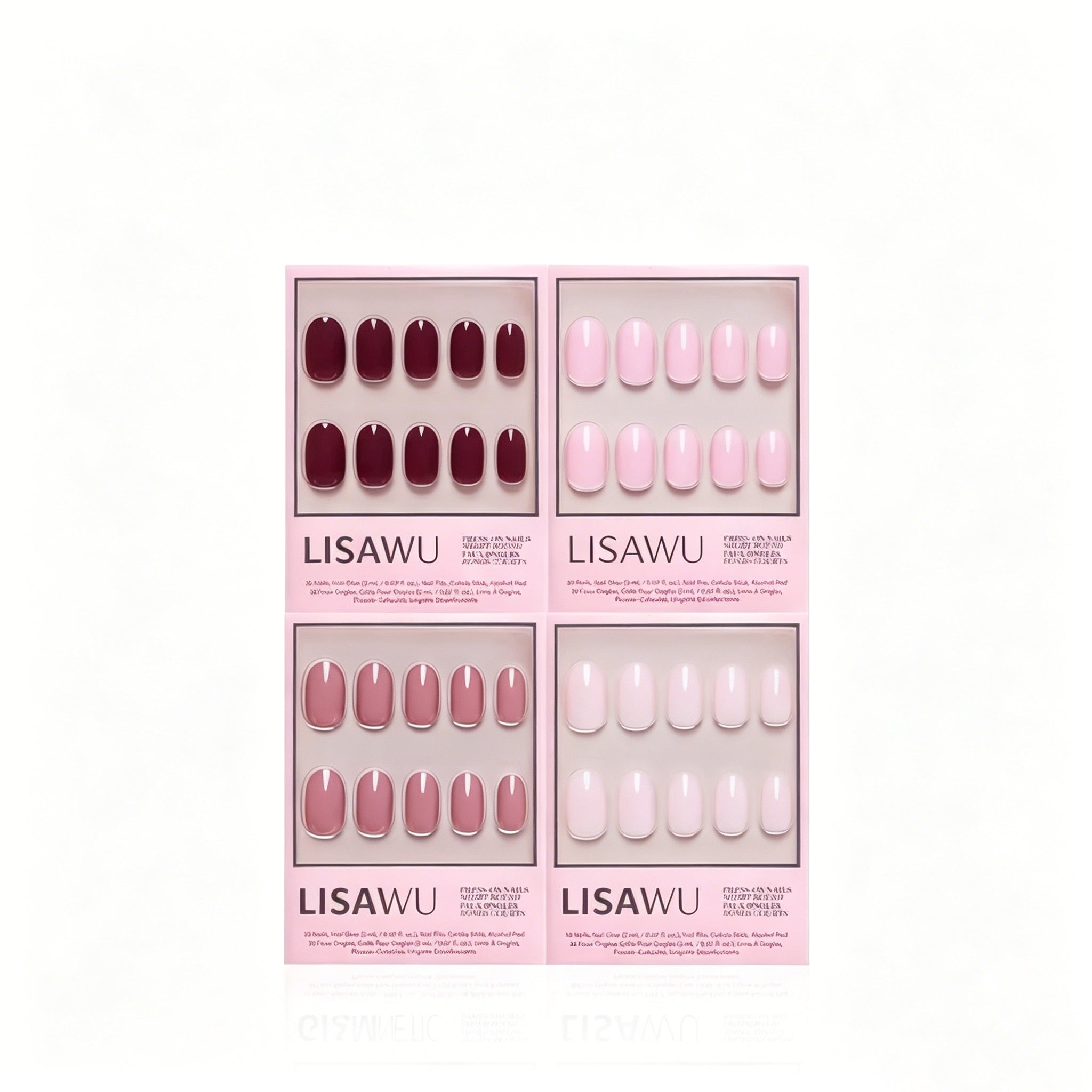 The Pink Short Round Icons press-on nails in red shade