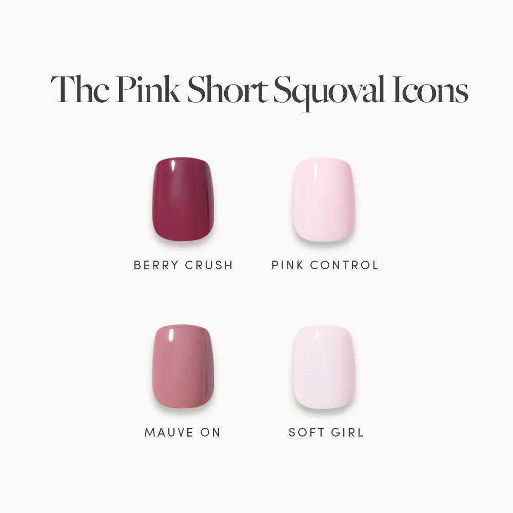 Lisawu The Pink Short Squoval Icons press-on nail bundle style selection
