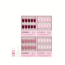 The Pink Short Squoval Icons press-on nails in red shade