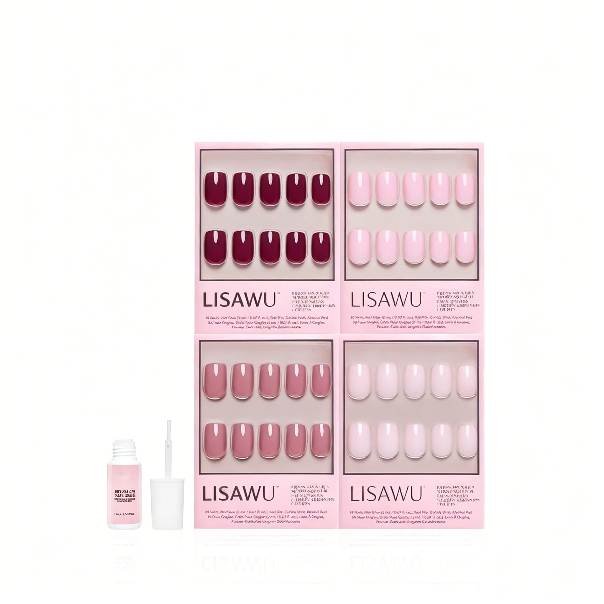 The Pink Short Squoval Icons press-on nails in red shade