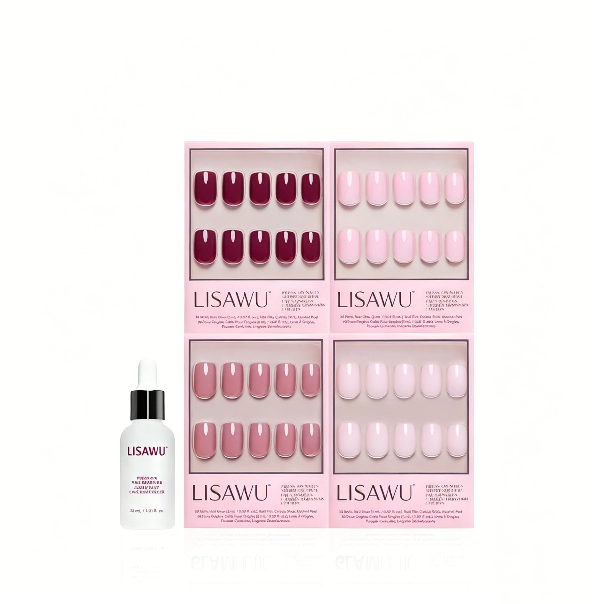 The Pink Short Squoval Icons press-on nails with glossy finish