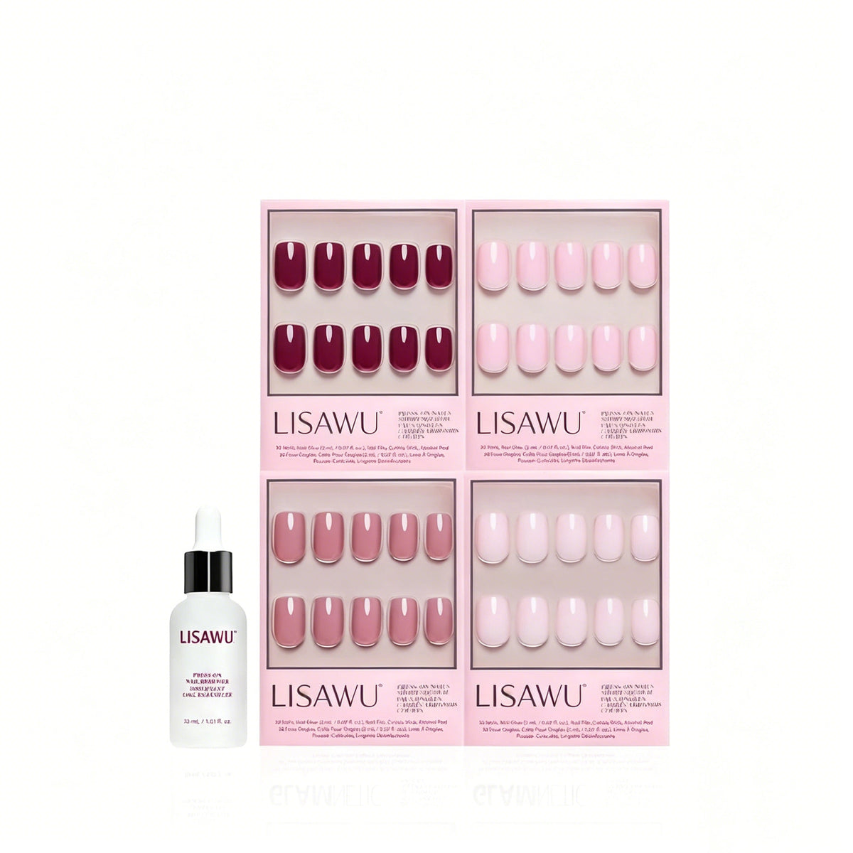 The Pink Short Squoval Icons press-on nails with glossy finish