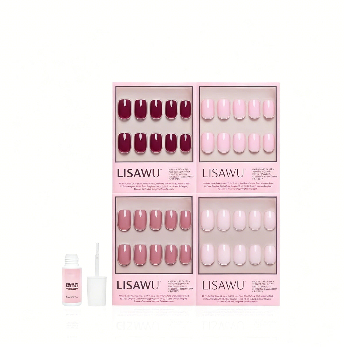 The Pink Short Squoval Icons press-on nails in red shade